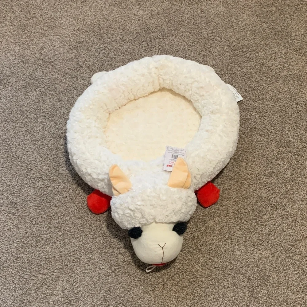 LMT: Plush Lamb (small) Pet Cozy Bed - Cream in Color